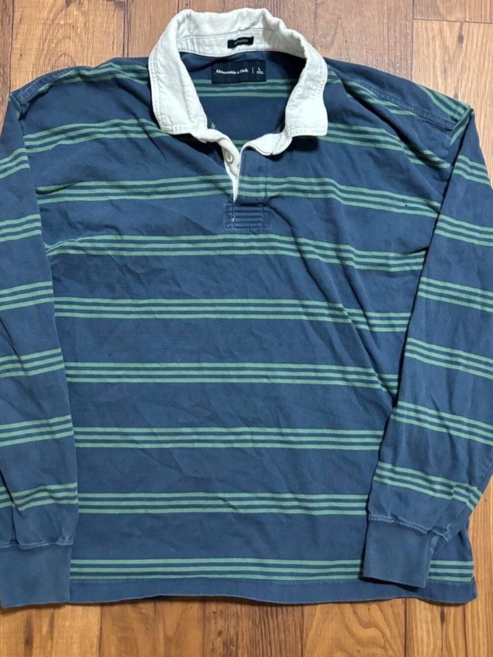 Abercrombie & Fitch Polo Shirt Mens Large Long Sleeve Collared Rugby Striped